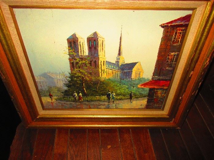 Oil on Canvas of Church Signed Bernado