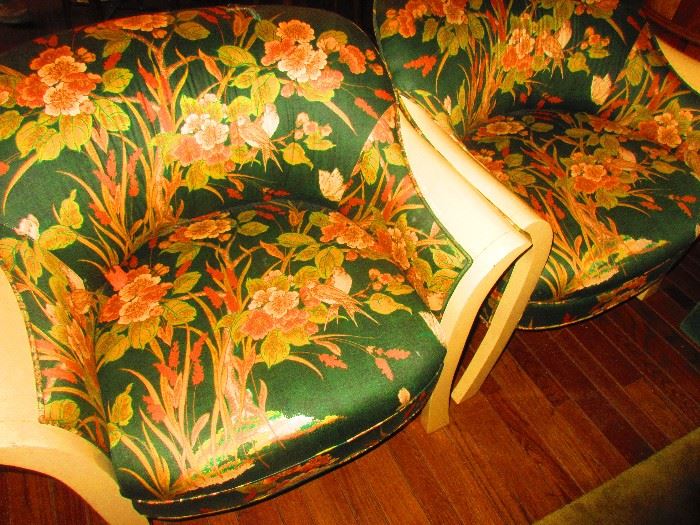 Pair of Art-Deco-Style Floral Chairs