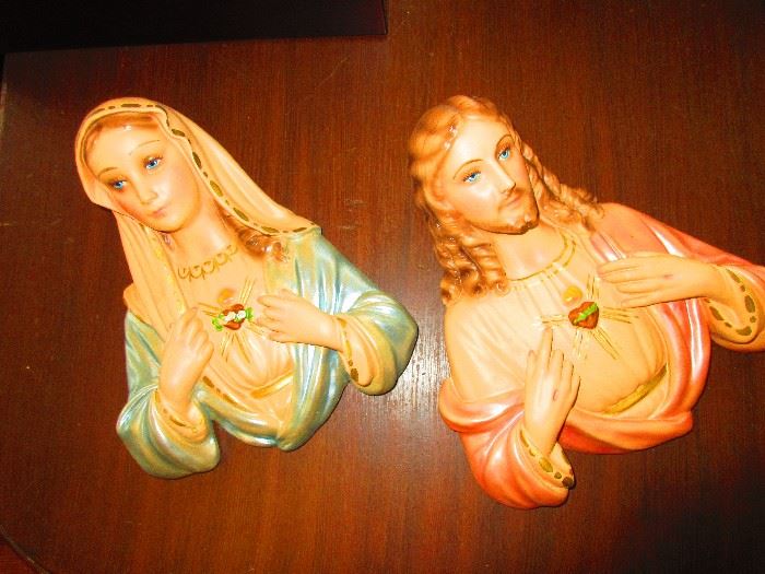 Chalkware Virgin & Jesus