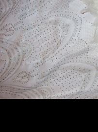 Detail of Beadwork of Vintage Gown with Plumes