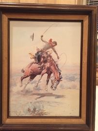 C. M.  Russell painting 1904 "The Bucker"