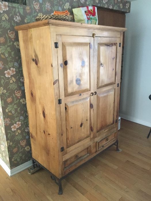 Knotty Pine hutch with shelves and low drawers...