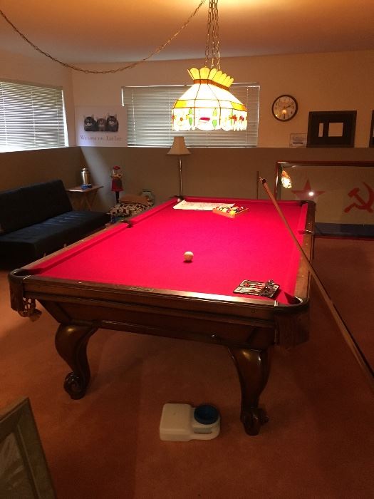 Billiards table with nice clean felt in overall great condition!