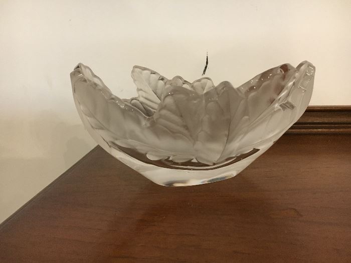 Lalique oak leaf dish