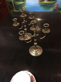 Pair brass candelabras 