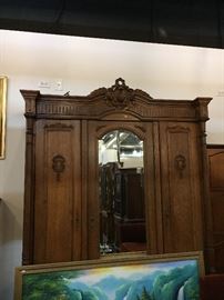 Wooden antique armoire
