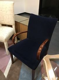 Pair blue velvet accent chairs