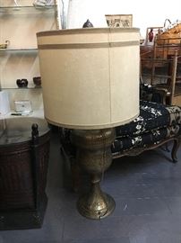 Antique pierced brass lamp