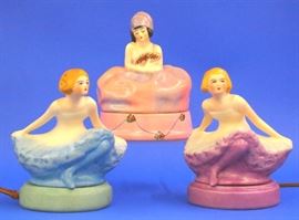 Fulper perfume lamps and powder box