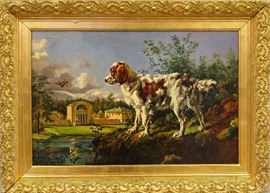 19th century oil on canvas,  Spaniel