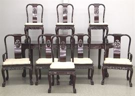  Chinese Chippendale style dining set table and 8 chairs
