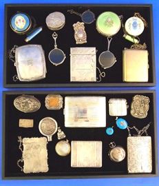 Sterling card cases, compacts, Lunettes