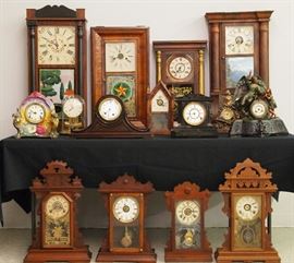 Clock Feature Ring #2 at 6:30: Includes American shelf and wall clocks, Vienna Regulators Etc. Approximately 50 lots. 
