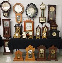 Clock Feature Ring #2 at 6:30: Includes American shelf and wall clocks, Vienna Regulators Etc. Approximately 50 lots. 