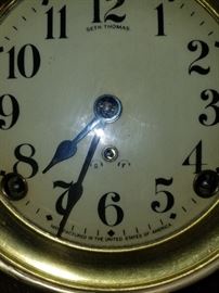 Close up of Seth Thomas clock 