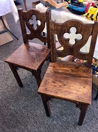 1800’s children’s choir chairs handcarved 