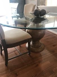Beautiful round glass pedestal table