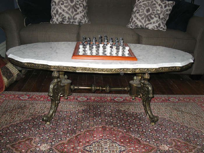 marble top with metal base 