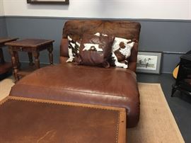 King Chaise Leather and Cowhide