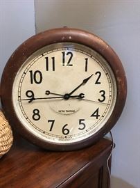 Seth Thomas Electric Clock from depot station, wood and brass