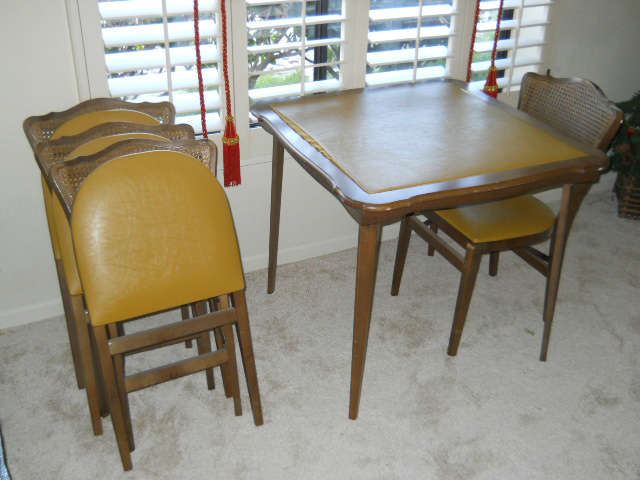 Retro card \table leather chairs