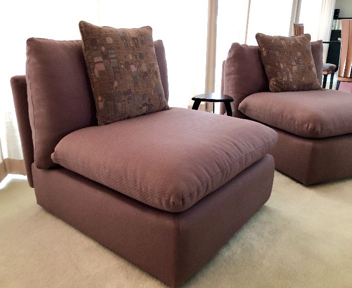 Three matching armless sofa chairs