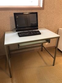 Contemporary glass and metal computer table. Computer is not for sale.
