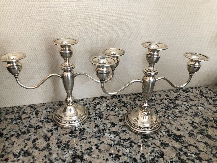 Sterling  triple candle sticks