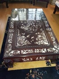 Beautiful Rosewood table with mother of pearl inlay