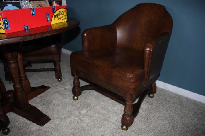 Leather game table chair