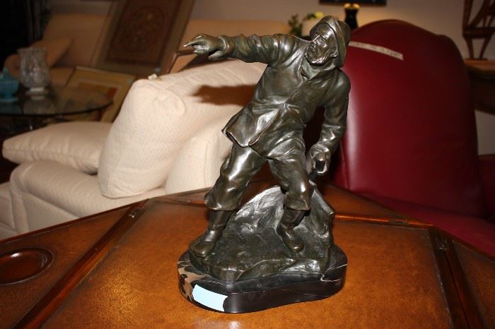 F. Brandt bronze (signed)  "Figure of a Fisherman"