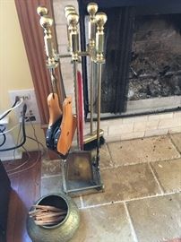 Brass fireside set