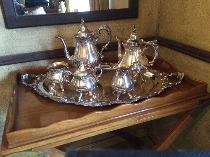 Gorgeous Wallace Baroque pattern silverplate coffee tea set