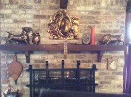 Heavy wrought iron fireplace screen, mid century matador and bull decor