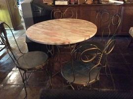 Adorable parfait table and chairs out of owner’s drug store free m 60’s in llano Texas. 