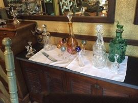Decanters and cut to clear glasses