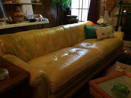 Heritage distinctive upholstery leather sofa. Larger of 2 sofa set. Great shape!