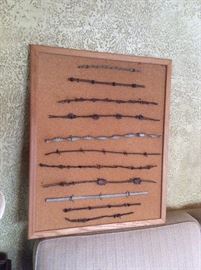 Display of barbed wire. 