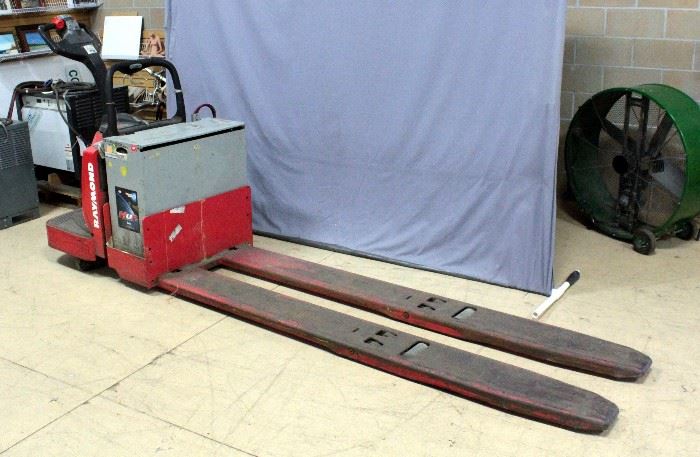 Raymond 8400 Ride Along Electric Pallet Jack w/ Hobart Charger, 8 Ft Forks, 6000 Lbs Capacity, 24V, 2003 Hours, SN# 840-?9-83794