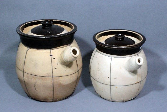 Chinese Clay Herb Pots, Qty 2, 10"Dia x 11"H and 11"Dia x 13"H