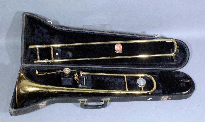 CONN Director Brass Trombone with Conn Case and Two Mouthpieces, Conn 3 & Vincent Bach Corp 15