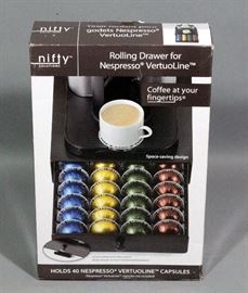Nifty Solutions Rolling Drawer for Nespresso VertuoLine, Holds 40 Capsules, Space Saving Design