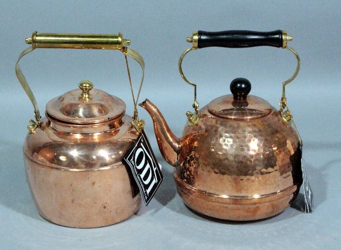 ODI Old Dutch International 2 Qt Hammered Copper Tea Kettles, Qty 2, & ODI Copper Kettle 