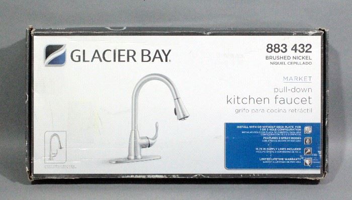 Glacier Bay 883 432 Brushed Nickel Market Pull-Down Kitchen Faucet, 2 Spray Modes