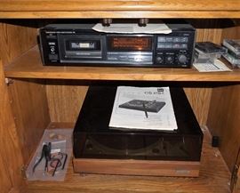 Onkyo cassette player and Dual turntable