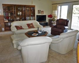 View of the living room from the dining area - Italian leather sofa and chairs