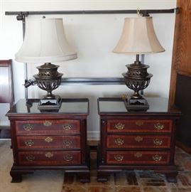 Wellington Hall Night Stands with Protective Glass Tops