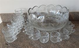 Large Punchbowl with 23 Cups