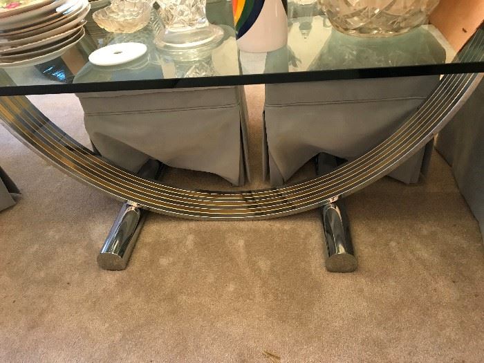 Super Large Mid Century Table with Thick Glass Table Top