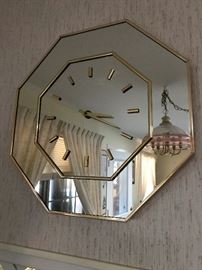 Mid Century Mirrored Wall Clock